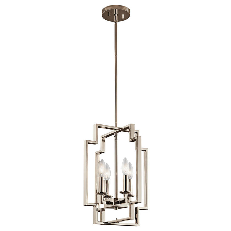 Kichler Downtown Deco 4 Light Foyer Pendant Polished Nickel 43964PN