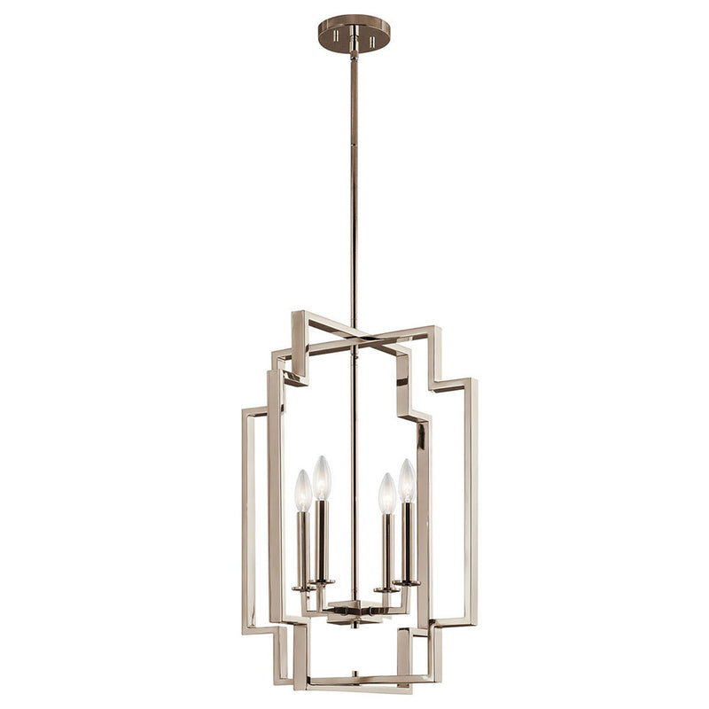 Kichler Downtown Deco Large 4 Light Foyer Pendant Polished Nickel 43965PN