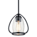 Kichler Tuscany 8.75" 1 Light Mini Pendant with Clear Seeded Glass Black 44058BK