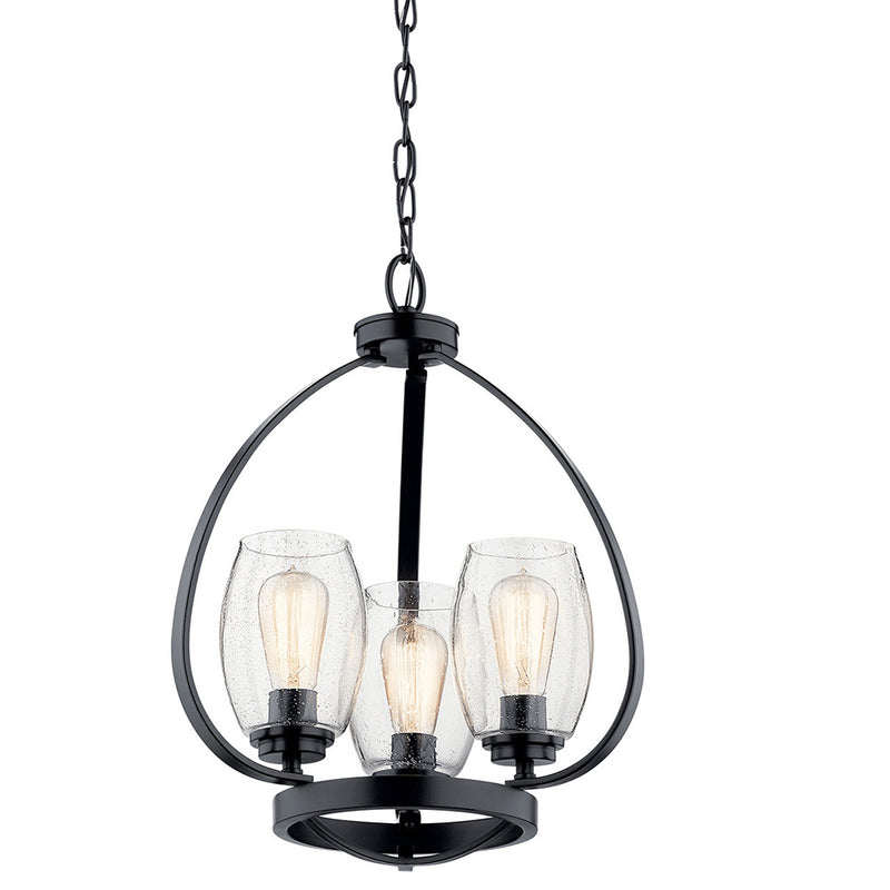 Kichler Tuscany 21" 3 Light Mini Chandelier with Clear Seeded Glass Black 44059BK