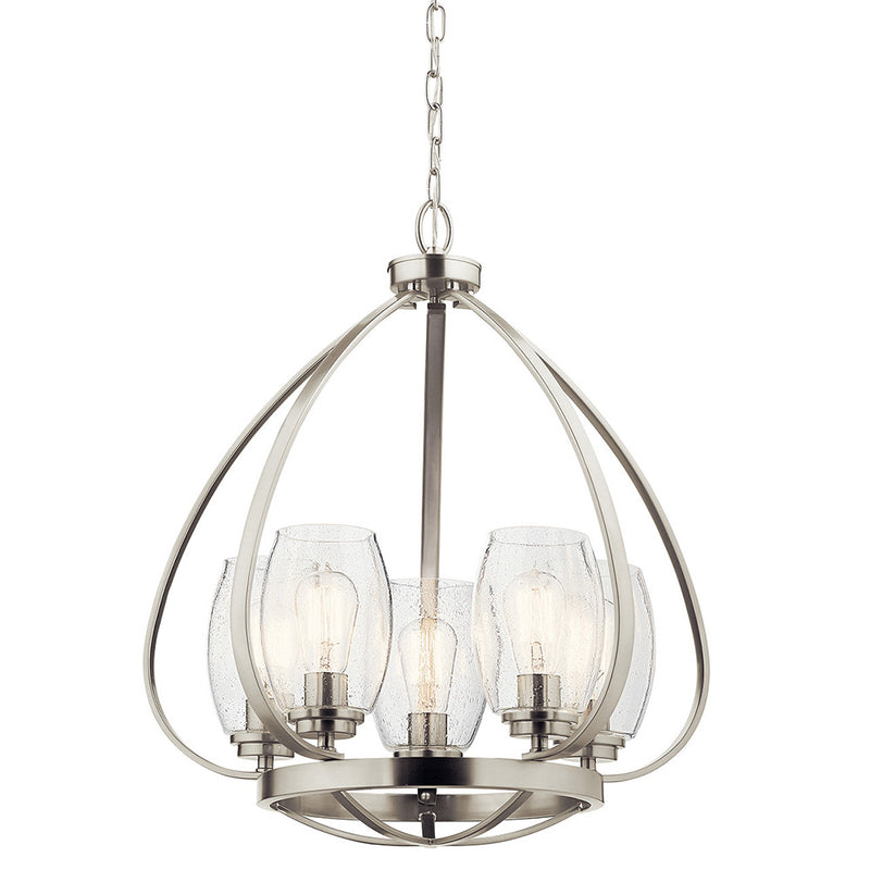 Kichler Tuscany 24" 5 Light Chandelier with Clear Seeded Glass Brushed Nickel 44060NI