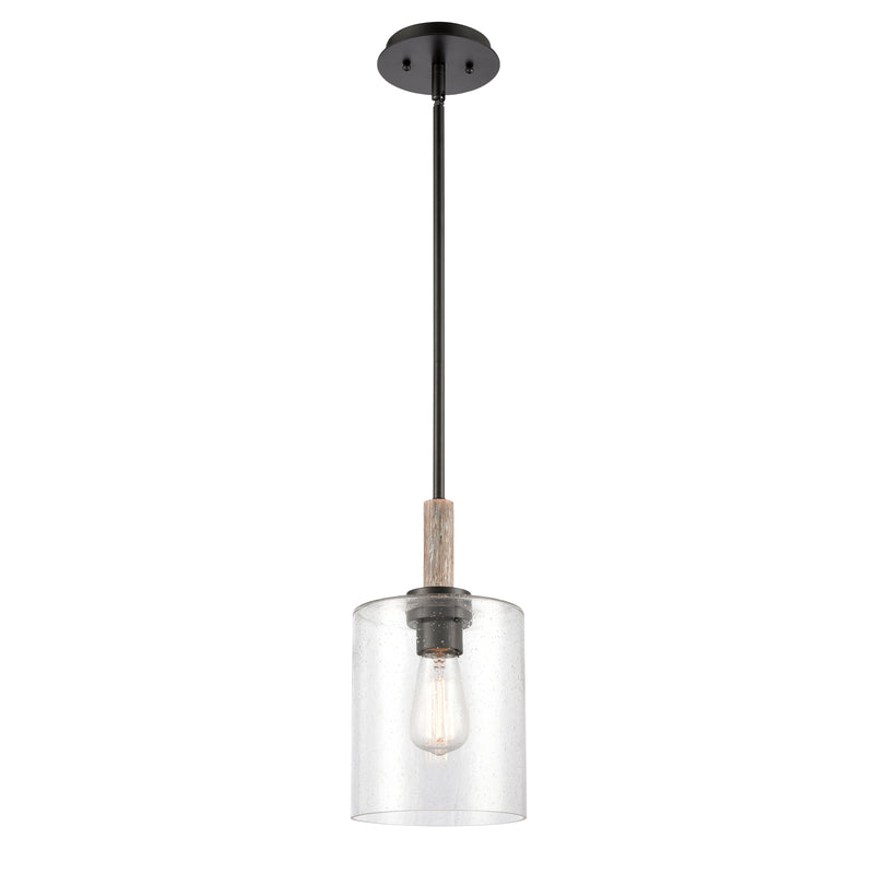 Paladin Mini Pendant shown in the Matte Black finish with a Seedy shade