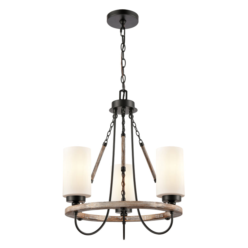 Paladin Mini Chandelier shown in the Matte Black finish with a White shade