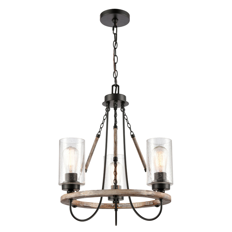 Paladin Mini Chandelier shown in the Matte Black finish with a Seedy shade