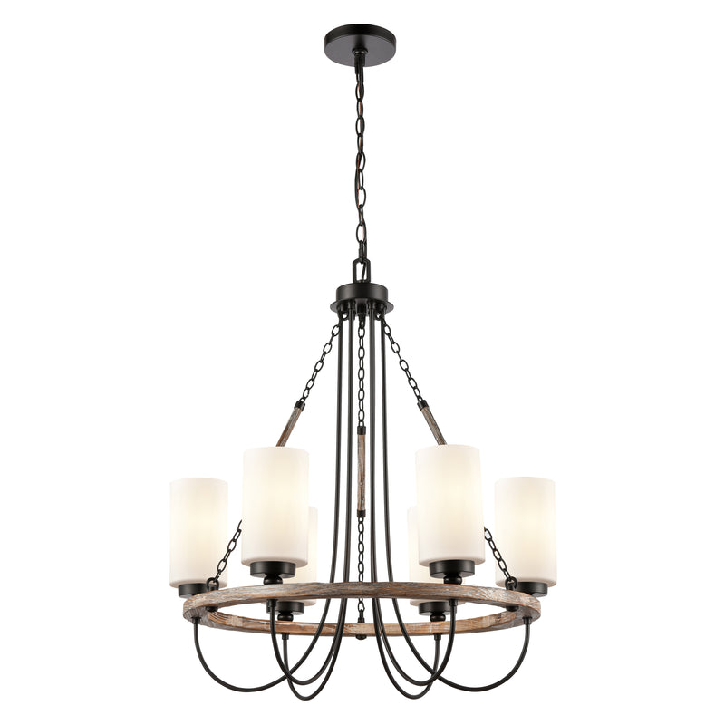 Paladin Chandelier shown in the Matte Black finish with a White shade