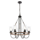 Paladin Chandelier shown in the Matte Black finish with a Clear shade