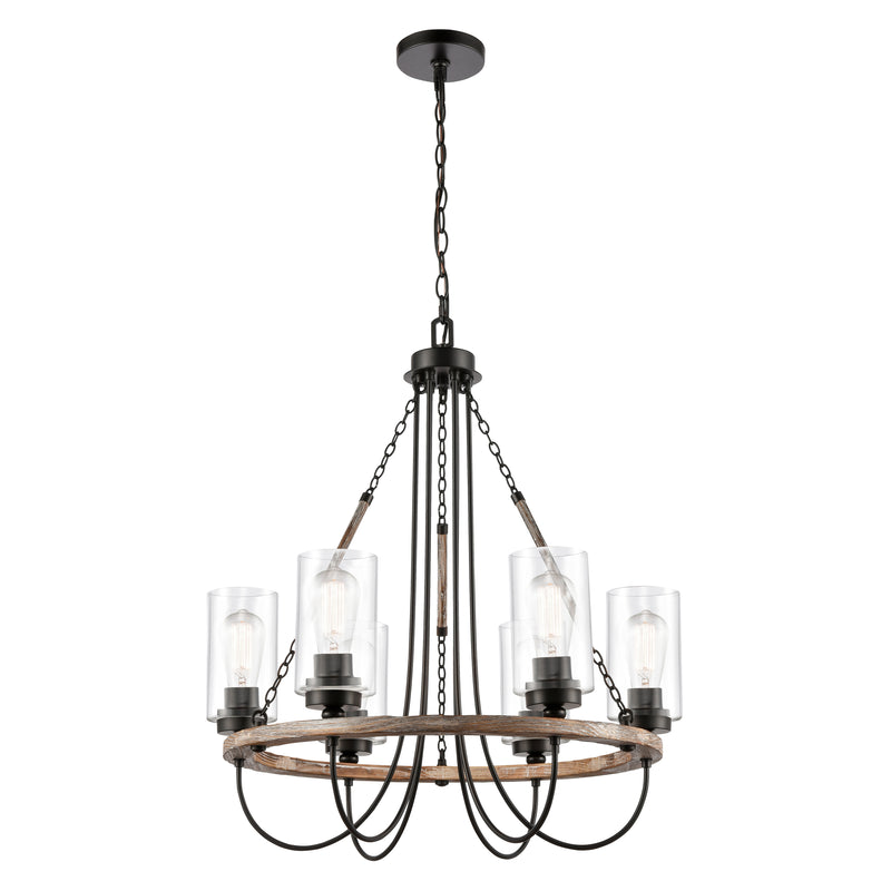 Paladin Chandelier shown in the Matte Black finish with a Clear shade