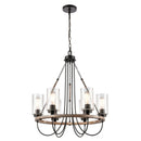 Paladin Chandelier shown in the Matte Black finish with a Seedy shade