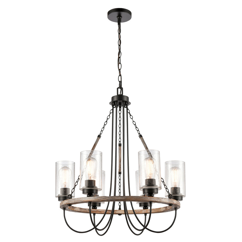 Paladin Chandelier shown in the Matte Black finish with a Seedy shade