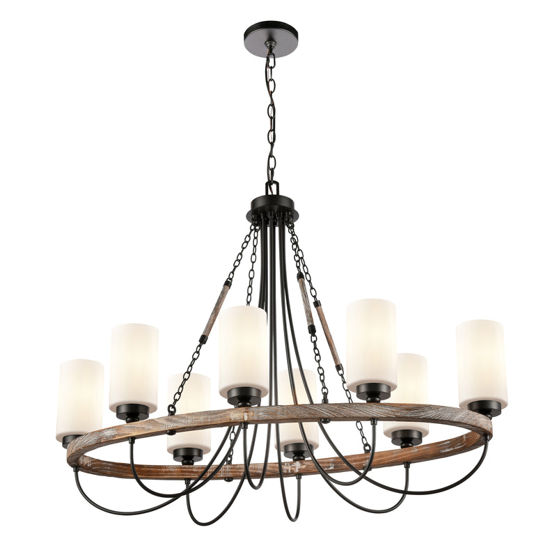 Paladin Chandelier shown in the Matte Black finish with a White shade