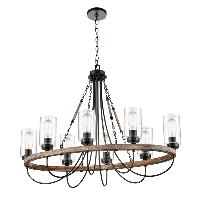 Paladin Chandelier shown in the Matte Black finish with a Clear shade