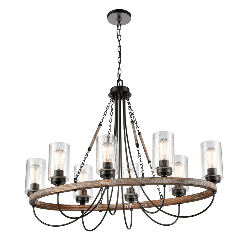 Paladin Chandelier shown in the Matte Black finish with a Seedy shade