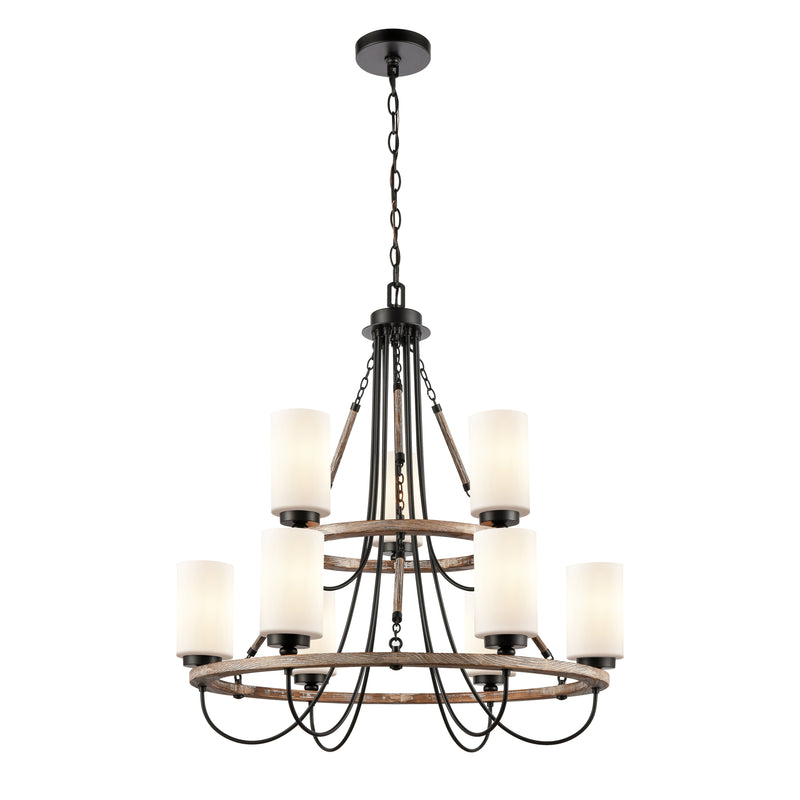 Paladin Chandelier shown in the Matte Black finish with a White shade