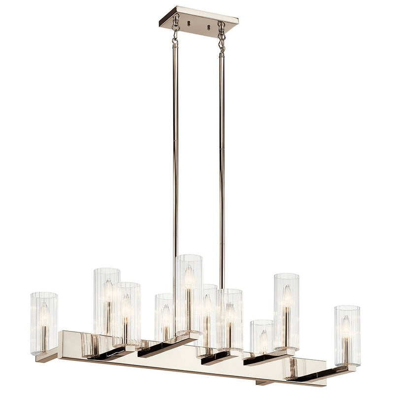 Kichler Cleara 10 Light Linear Chandelier Polished Nickel 44316PN