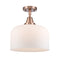 Bell Flush Mount shown in the Antique Copper finish with a Matte White shade