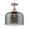 Bell Flush Mount shown in the Antique Copper finish with a Plated Smoke shade