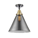 Cone Flush Mount shown in the Black Antique Brass finish with a Plated Smoke shade