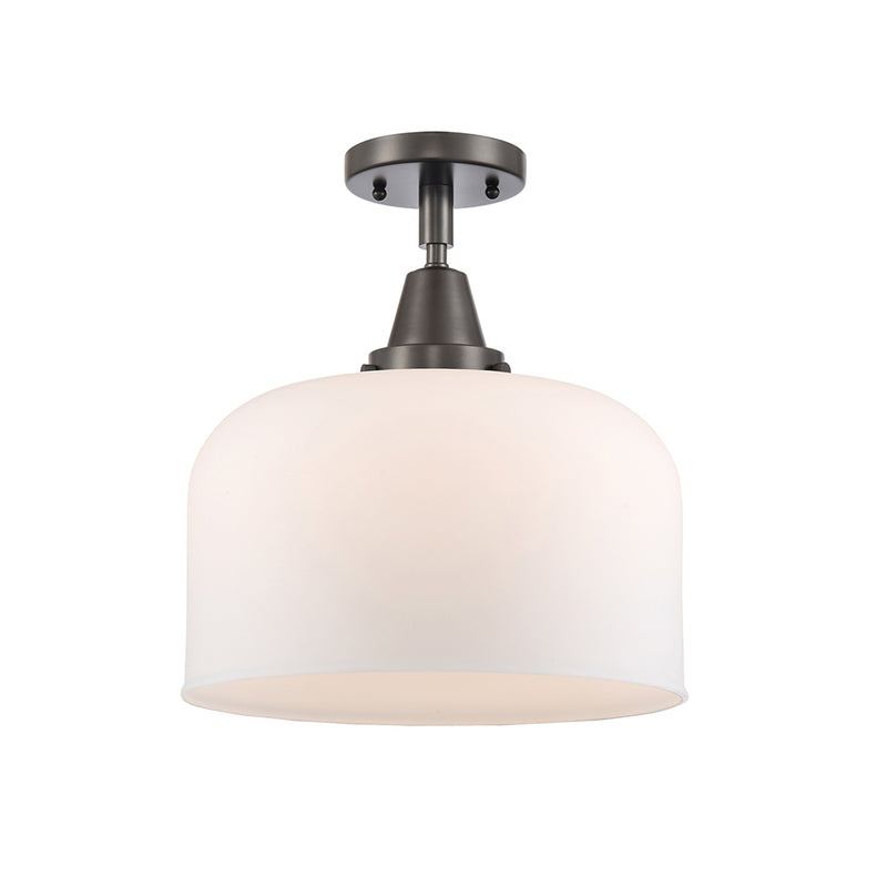 Bell Flush Mount shown in the Oil Rubbed Bronze finish with a Matte White shade