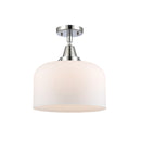 Bell Flush Mount shown in the Polished Chrome finish with a Matte White shade