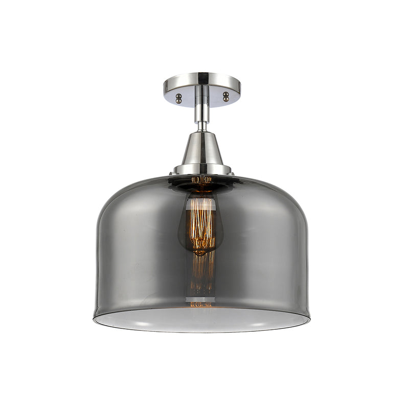 Bell Flush Mount shown in the Polished Chrome finish with a Plated Smoke shade