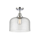 Bell Flush Mount shown in the Polished Chrome finish with a Seedy shade