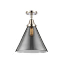 Cone Flush Mount shown in the Polished Nickel finish with a Plated Smoke shade