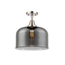 Bell Flush Mount shown in the Polished Nickel finish with a Plated Smoke shade