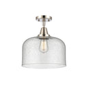 Bell Flush Mount shown in the Polished Nickel finish with a Seedy shade