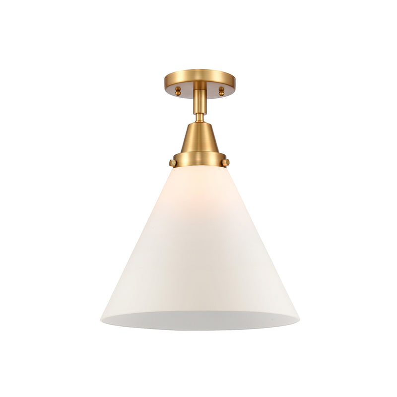 Cone Flush Mount shown in the Satin Gold finish with a Matte White shade