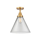 Cone Flush Mount shown in the Satin Gold finish with a Clear shade