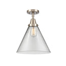 Cone Flush Mount shown in the Brushed Satin Nickel finish with a Clear shade