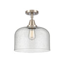 Bell Flush Mount shown in the Brushed Satin Nickel finish with a Seedy shade