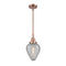 Geneseo Mini Pendant shown in the Antique Copper finish with a Clear Crackled shade