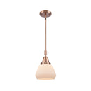 Fulton Mini Pendant shown in the Antique Copper finish with a Matte White shade