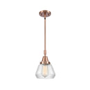 Fulton Mini Pendant shown in the Antique Copper finish with a Clear shade