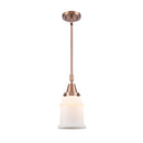 Canton Mini Pendant shown in the Antique Copper finish with a Matte White shade