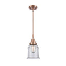 Canton Mini Pendant shown in the Antique Copper finish with a Clear shade