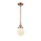 Beacon Mini Pendant shown in the Antique Copper finish with a Matte White shade