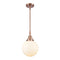 Beacon Mini Pendant shown in the Antique Copper finish with a Matte White shade