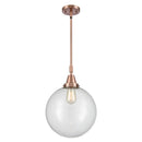 Beacon Mini Pendant shown in the Antique Copper finish with a Clear shade