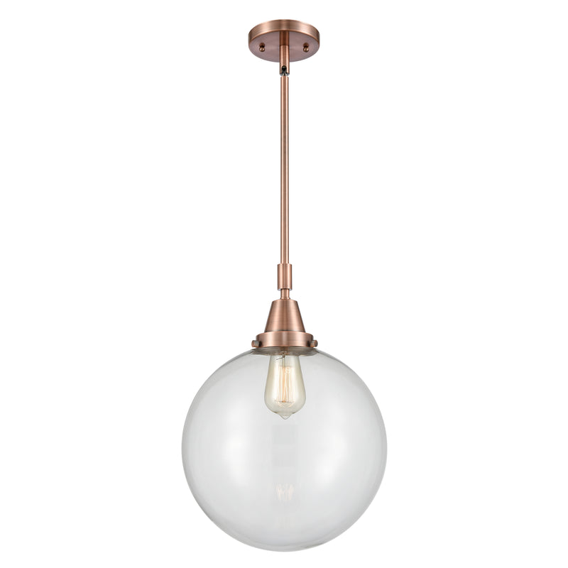 Beacon Mini Pendant shown in the Antique Copper finish with a Clear shade