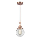 Beacon Mini Pendant shown in the Antique Copper finish with a Clear shade