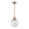 Beacon Mini Pendant shown in the Antique Copper finish with a Seedy shade