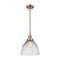 Seneca Falls Mini Pendant shown in the Antique Copper finish with a Clear Halophane shade