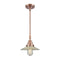 Halophane Mini Pendant shown in the Antique Copper finish with a Clear Halophane shade