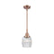 Colton Mini Pendant shown in the Antique Copper finish with a Clear Halophane shade