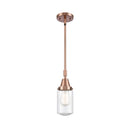 Dover Mini Pendant shown in the Antique Copper finish with a Seedy shade