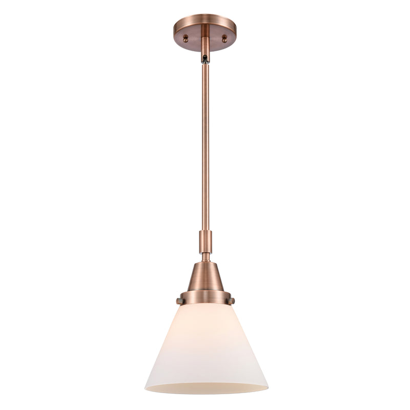 Cone Mini Pendant shown in the Antique Copper finish with a Matte White shade