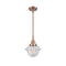 Oxford Mini Pendant shown in the Antique Copper finish with a Seedy shade