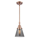 Cone Mini Pendant shown in the Antique Copper finish with a Plated Smoke shade